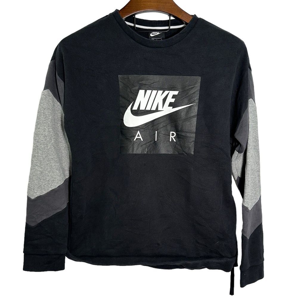 NIKE Authentic Crewneck Side Zip Sweatshirt Black Gray Size Medium CD9220-010